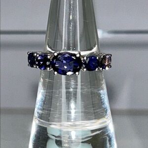 NWOT Genuine Iolite Gemstone Sterling Silver Designer Ring - Feminine Boho